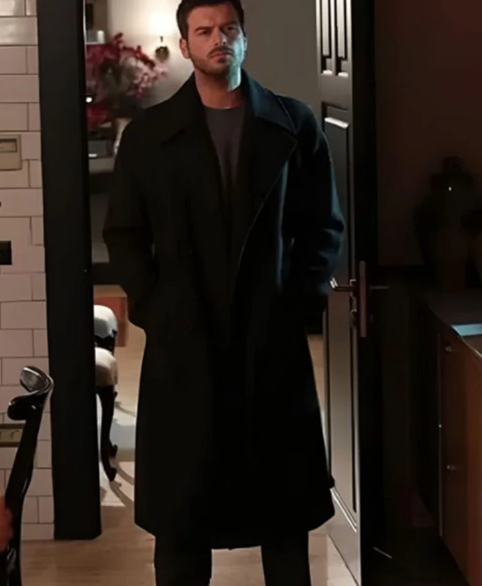 Aslan Soykan The Family Black Trench Wool Coat Free Shipping UK USA Canada