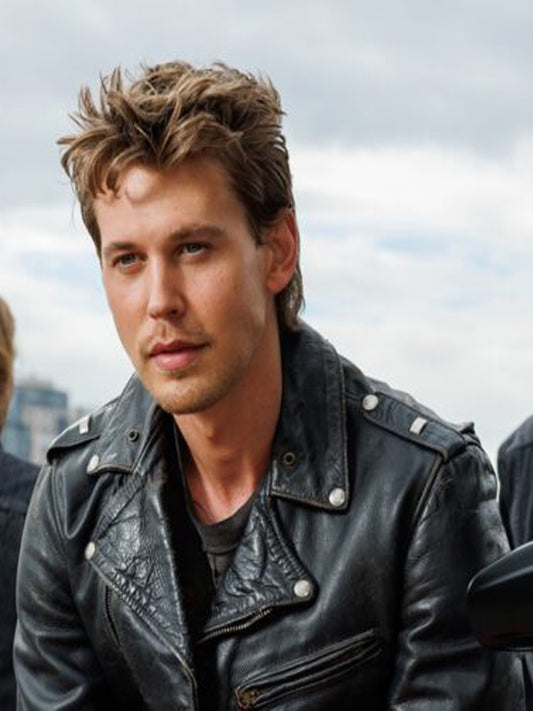 Austin Butler Bikeriders Black Leather Biker Jacket Free Shipping UK USA Canada