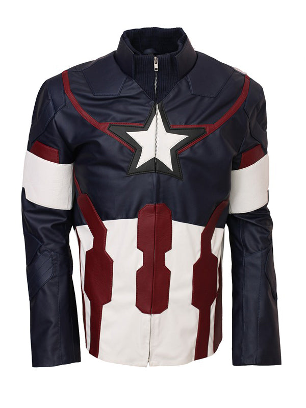 Avengers Age Of Ultron Captain America Leather Jacket Costume Free Shipping UK USA Canada