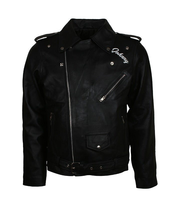 BRMC Motorcycle Club Johnny Strabler Black Leather Jacket Free Shipping