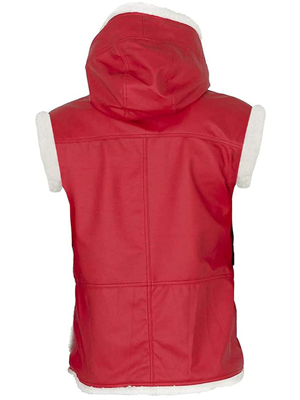 Bad Santa Claus Hooded Leather Vest Christmas Costume