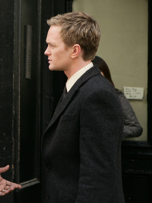 Barney Stinson How I Met Your Mother Black Wool Coat Winter Sale