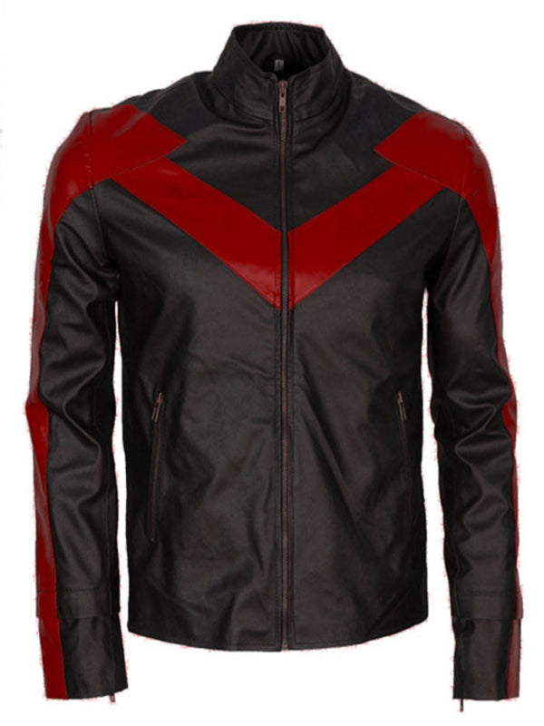 Batman Nightwing Dick Grayson Leather Jacket Costume Free Shipping UK USA Canada