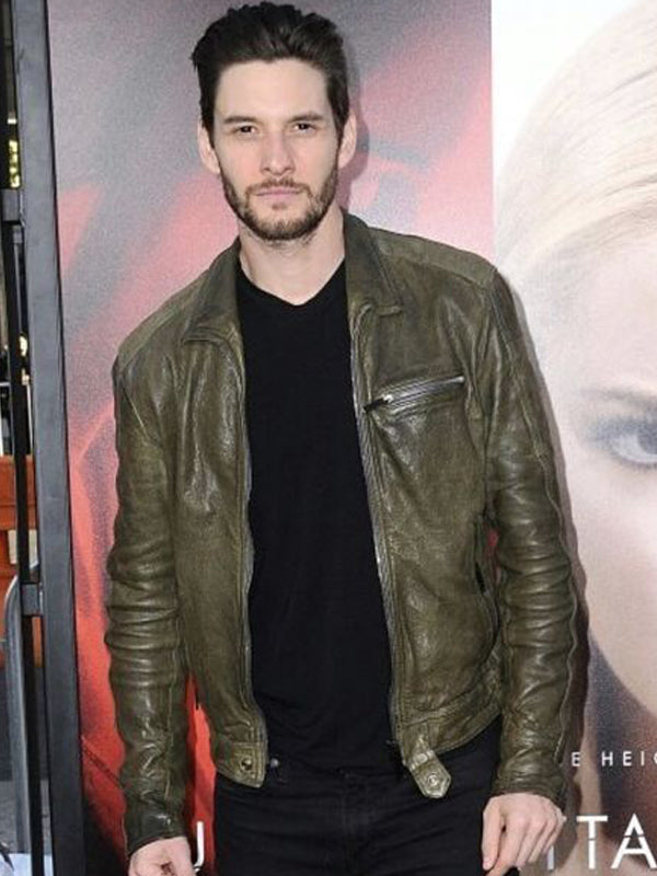 Ben Barnes Brown Distressed Leather Jacket Easter sale