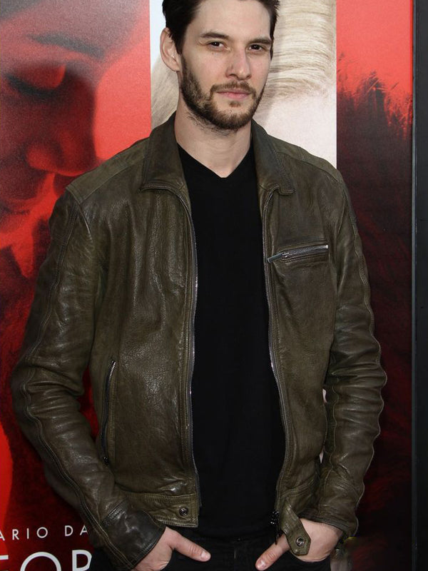 Ben Barnes Brown Distressed Leather Jacket