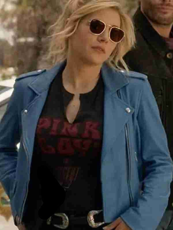 Big Sky Jenny Hoyt Blue Biker Leather Jacket Shop now
