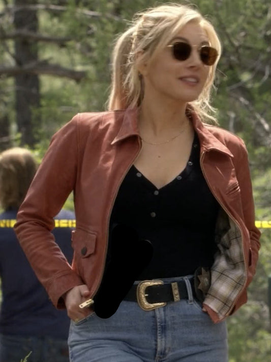 Big Sky Jenny Hoyt Brown Leather Jacket Free Shipping UK USA Canada