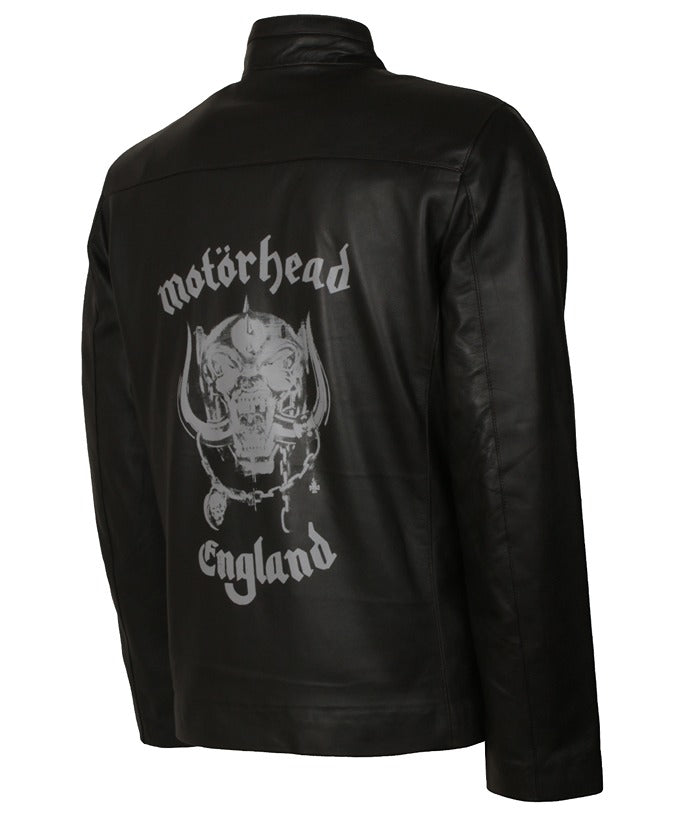 Biker Men_s Motorhead England Leather Jacket Free Shipping UK USA Canada