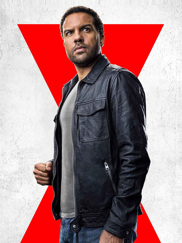 Black Widow O-T Fagbenle Agent Black Leather Jacket