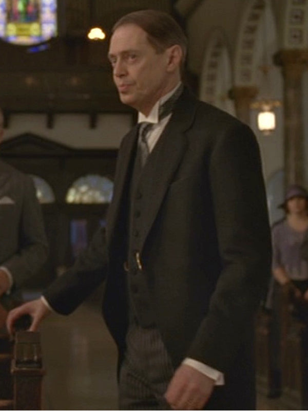Boardwalk Empire Nucky Thompson Black Wool Coat Free Shipping UK USA Canada