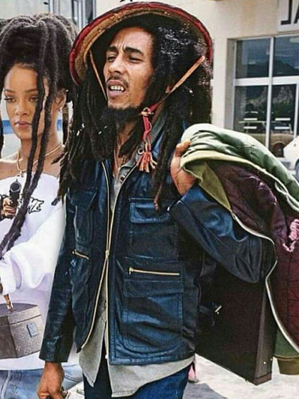 Bob Marley Biker Black Leather Jacket Shop now