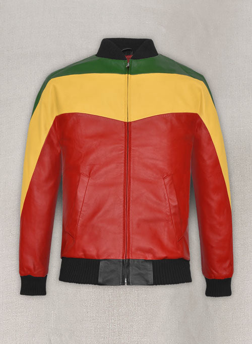 Bob Marley Vintage Bomber Leather Jacket on Sale