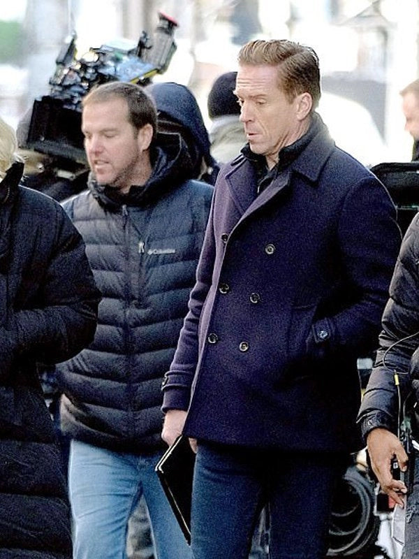 Bobby Axelrod Billions Blue Wool Pea Coat Easter Sale