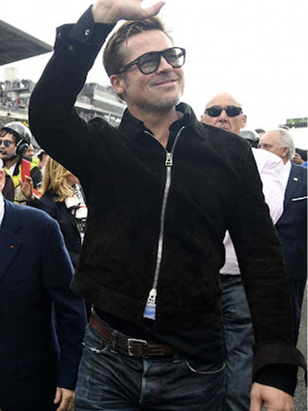 Brad Pitt F1 Suede Leather Black Jacket Gifts For Him