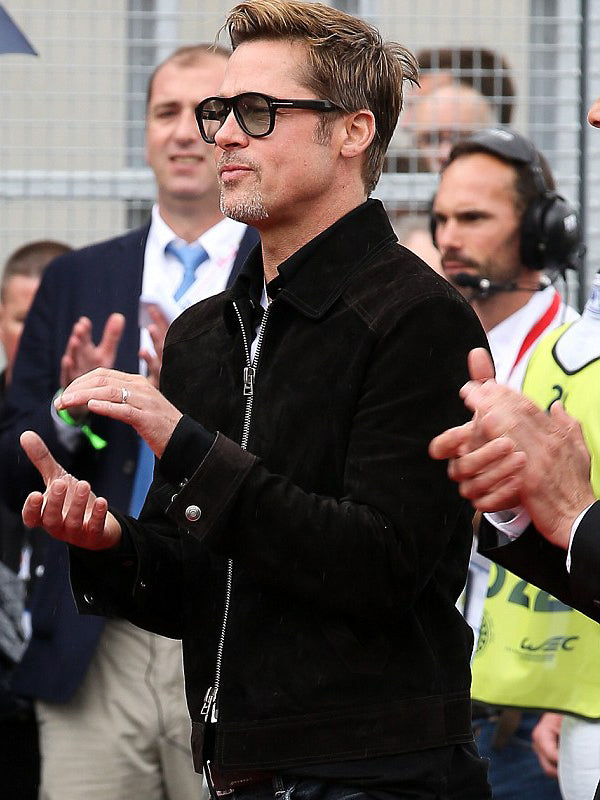 Brad Pitt F1 Suede Leather Black Jacket Hot Sale