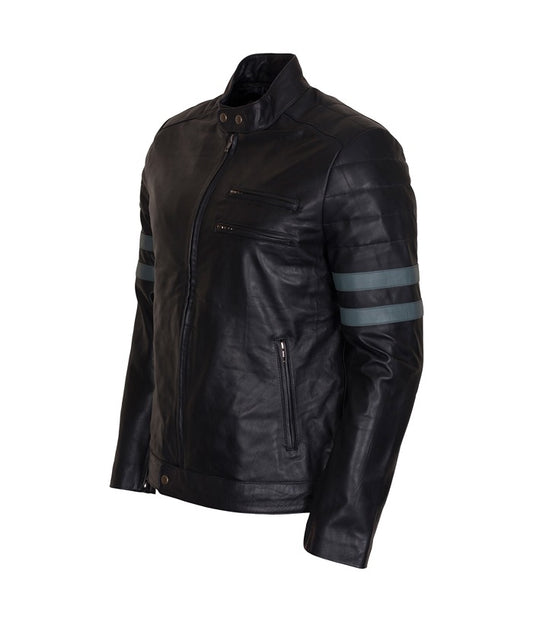 Brad Pitt Fight Club Mayhem Biker Black Leather Jacket Sale