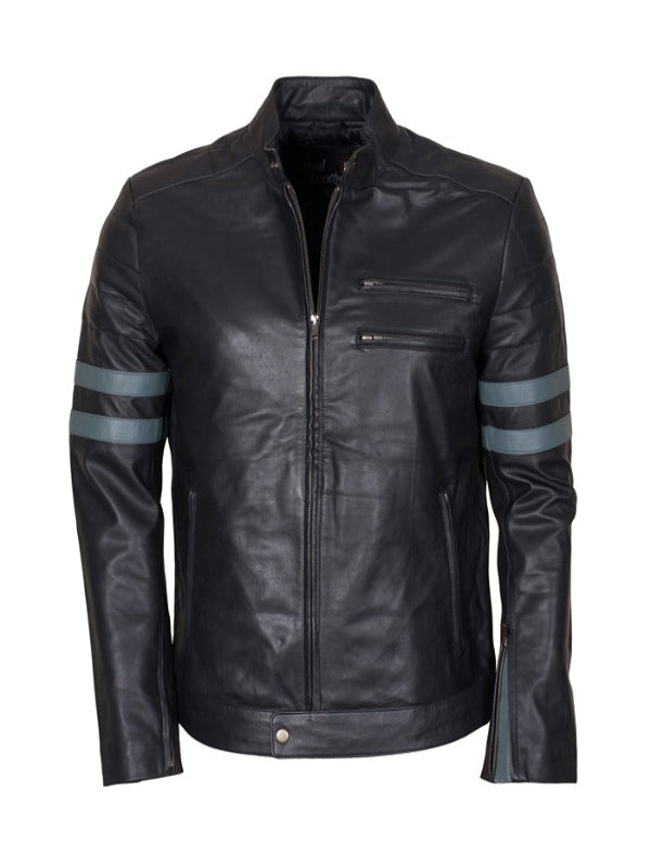 Brad Pitt Fight Club Mayhem Biker Black Leather Jacket