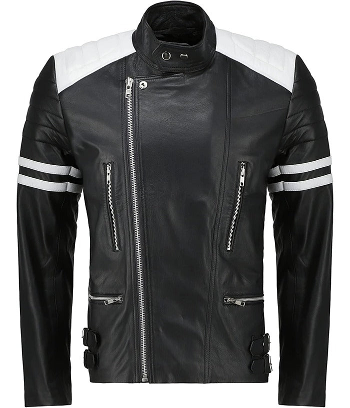 Brad Pitt Fight Club Mayhem Black Leather Jacket Black Friday Sale