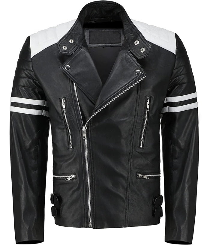 Brad Pitt Fight Club Mayhem Black Leather Jacket Gifts for Him
