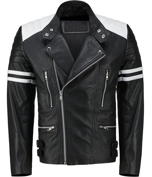 Brad Pitt Fight Club Mayhem Black Leather Jacket Gifts for Him