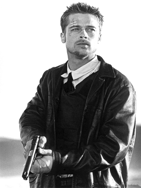 Brad Pitt Seven Black Leather Jacket New Year Sale