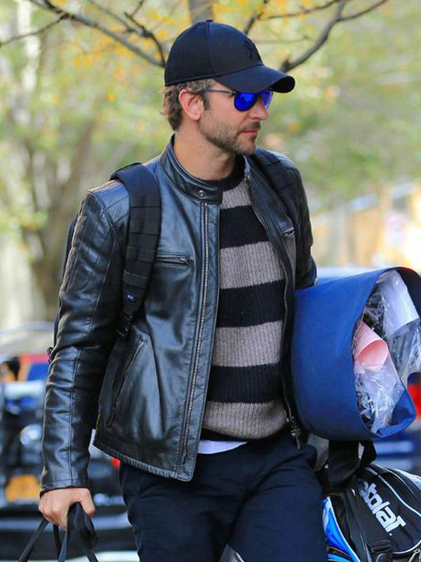 Bradley Cooper Classic Biker Black Leather Jacket Black Friday Sale