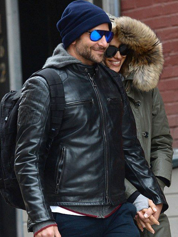 Bradley Cooper Classic Biker Black Leather Jacket Christmas Sale