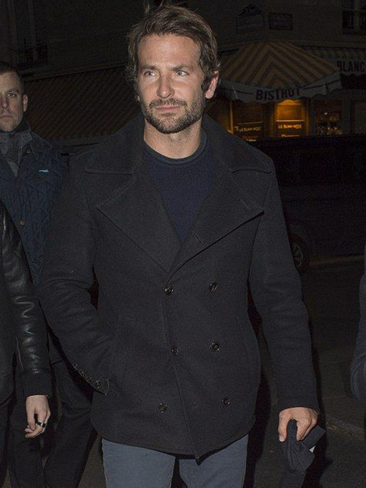 Bradley Cooper Classic Black Wool Peacoat Black Friday Sale