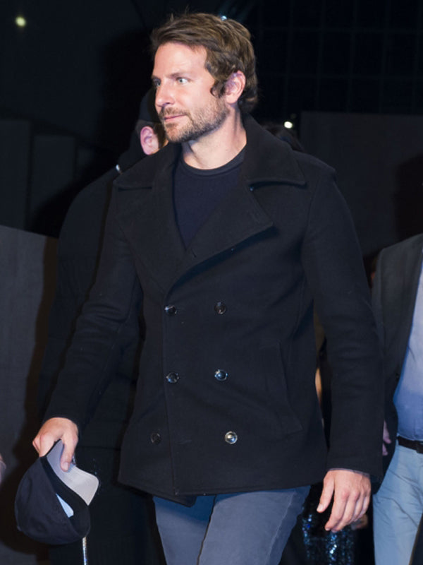 Bradley Cooper Classic Black Wool Peacoat Buy now