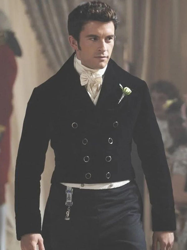 Bridgerton Season 2 Jonathan Bailey Black Velvet Tailcoat Free Shipping USA UK Canada