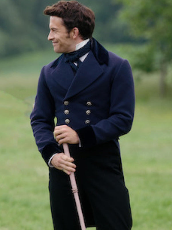 Bridgerton Season 2 Jonathan Bailey Blue Wool Tailcoat Easter Sale