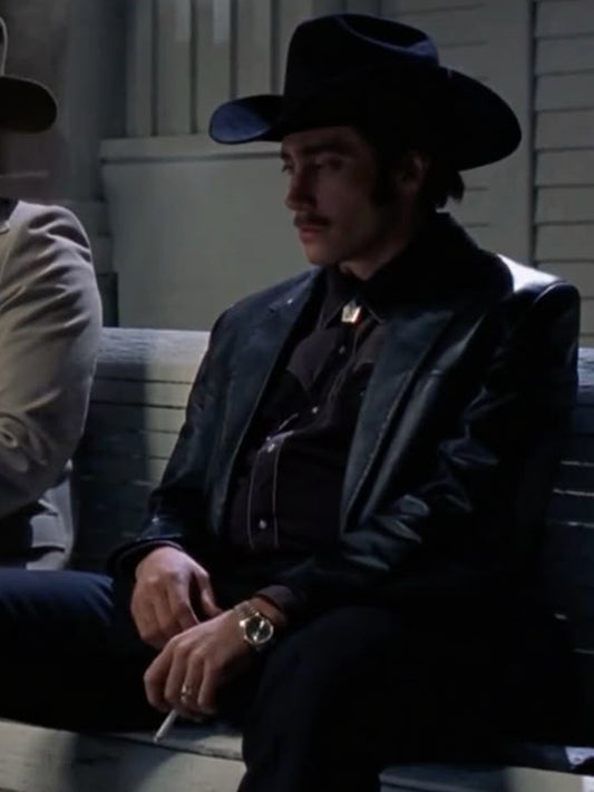 Brokeback Mountain Jake Gyllenhaal Black Leather Blazer Black Friday Sale