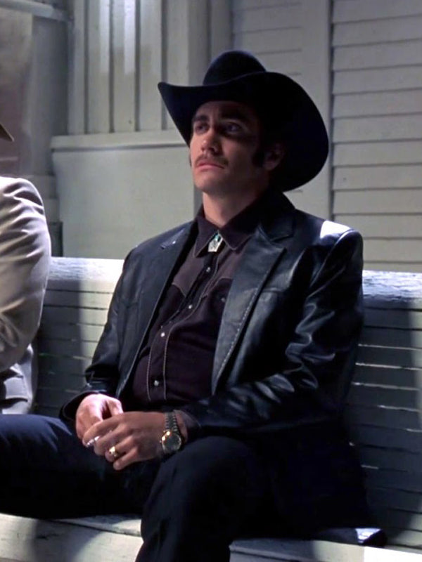 Brokeback Mountain Jake Gyllenhaal Black Leather Blazer