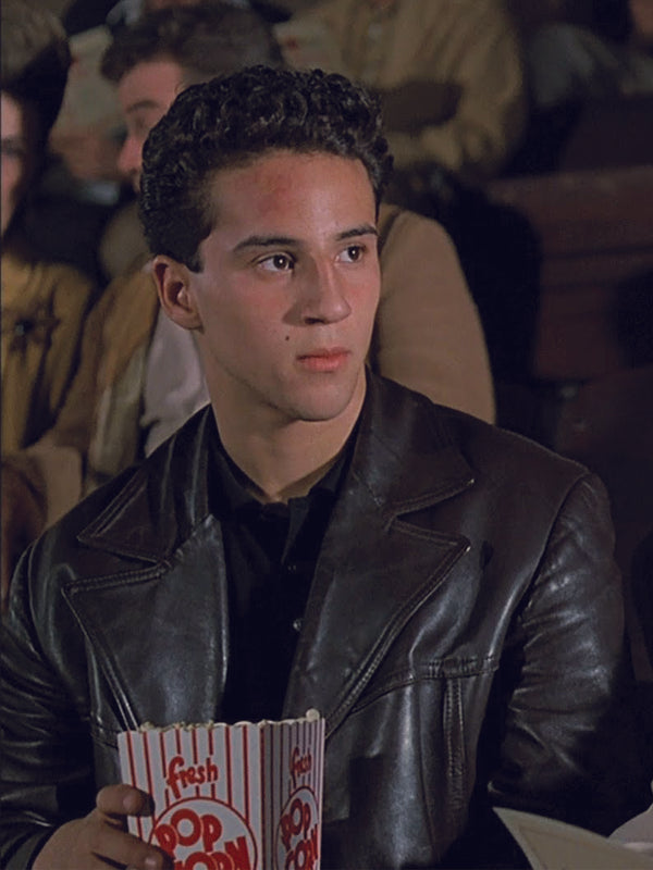 Bronx Tale Lillo Brancato Vintage Black Leather Coat on Sale