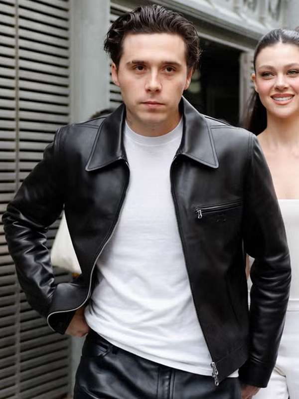 Brooklyn Beckham Classic Biker Leather Jacket Shop now