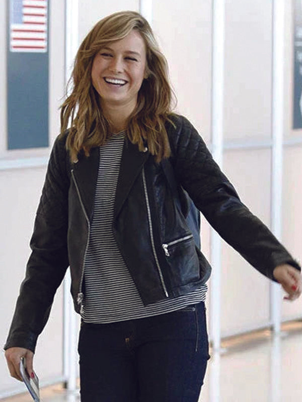 Captain Marvel Brie Larson Biker Leather Jacket Black Friday Sale