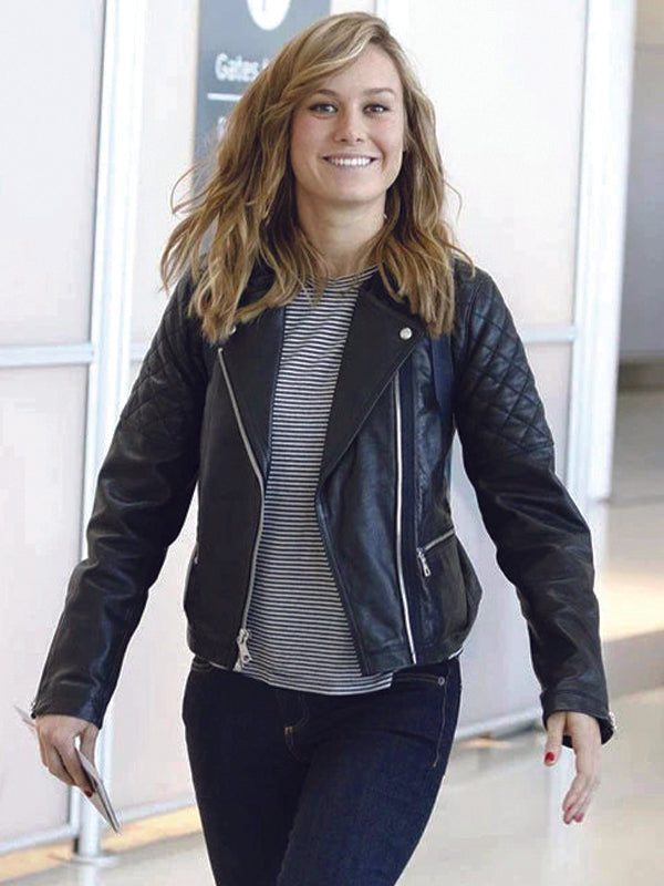 Captain Marvel Brie Larson Biker Leather Jacket Shop now
