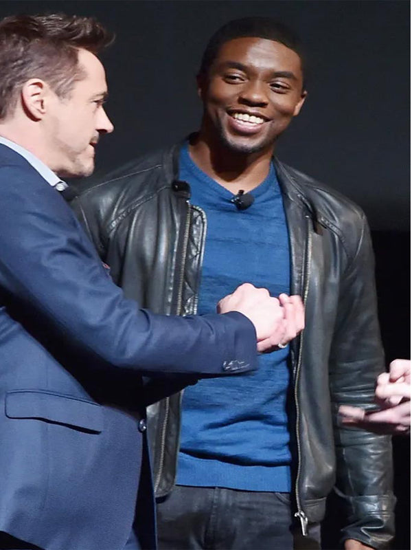 Chadwick Boseman Avengers Endgame Black Leather Jacket Shop now