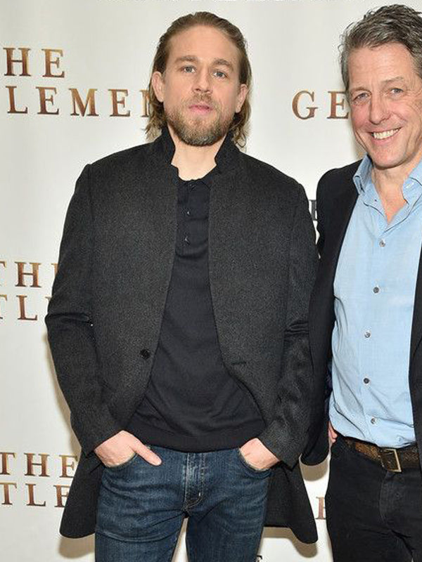 Charlie Hunnam Classic Gray Wool Coat New Year Sale