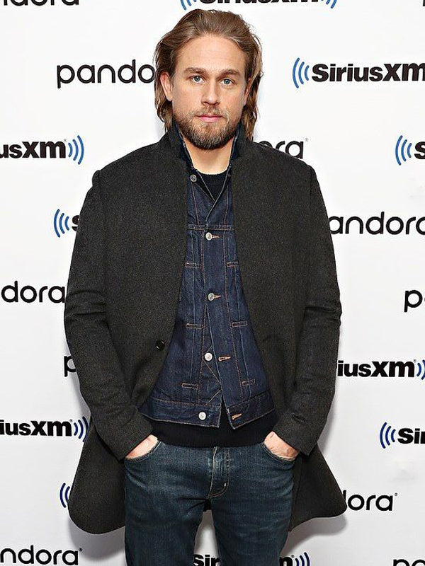 Charlie Hunnam Classic Gray Wool Coat