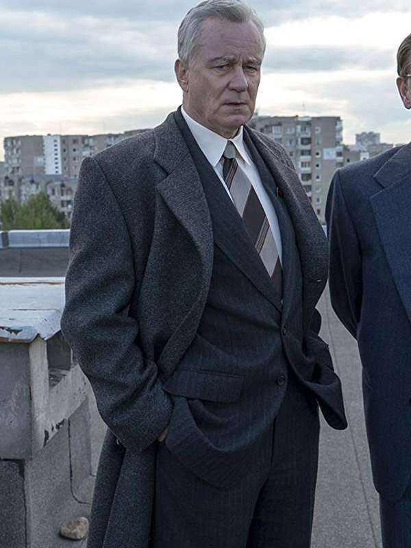 Chernobyl Stellan Skarsgard Gray Wool Trench Coat Sale