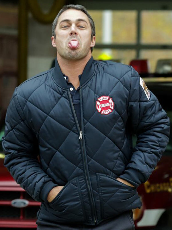 Chicago Fire Taylor Kinney Blue Puffer Jacket New Year Sale