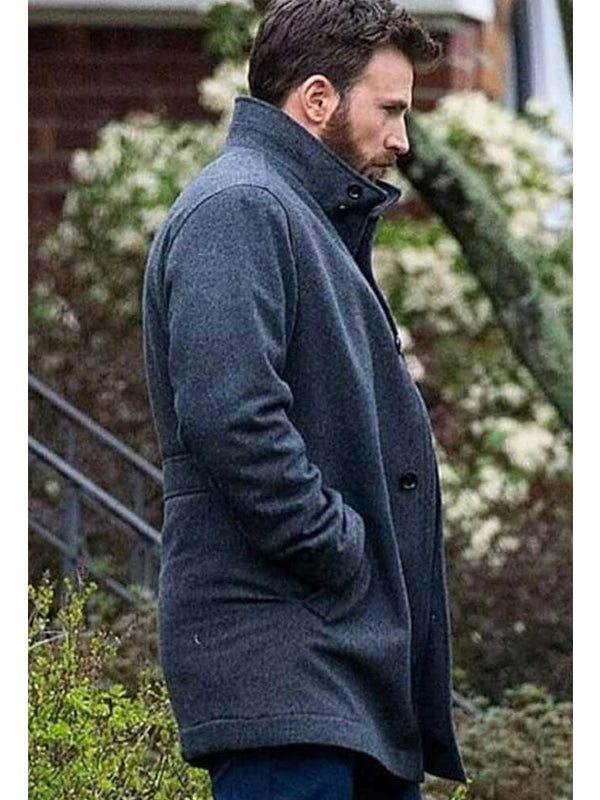 Chris Evans Avengers Gray Wool Trench Coat Easter Sale