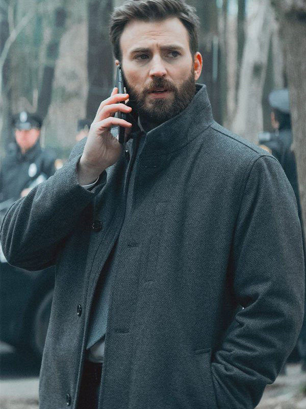 Chris Evans Avengers Gray Wool Trench Coat