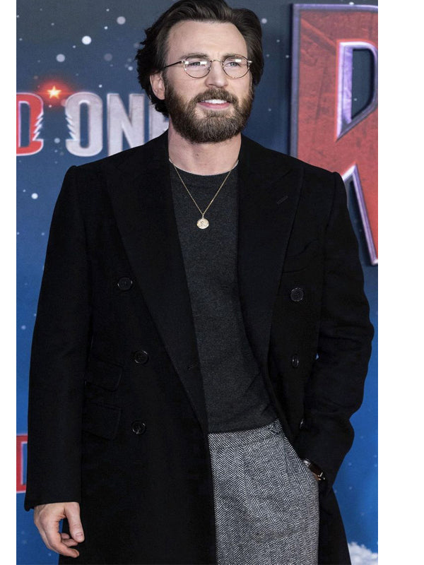 Chris Evans Red One Wool Black Coat Shop now