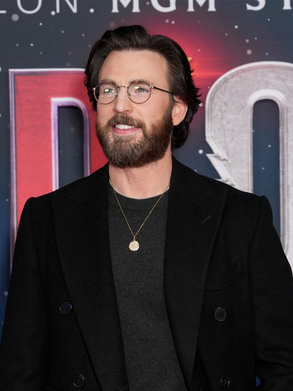 Chris Evans Red One Wool Black Coat Winter Sale