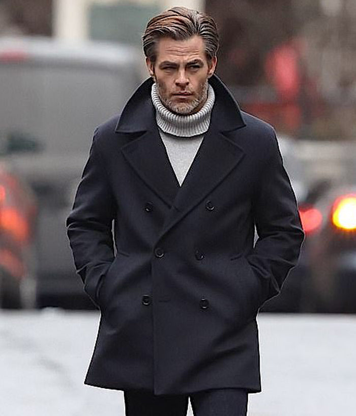 Chris Pine All The Old Knives Wool Peacoat USA Europe Free Shipping