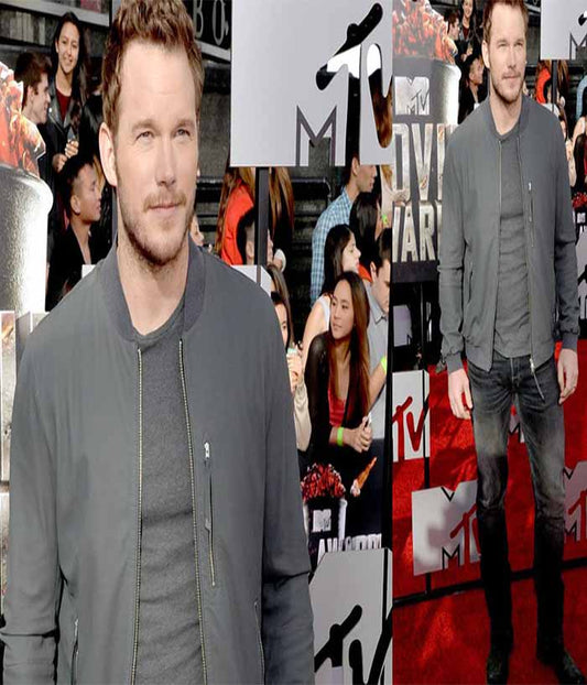 Chris Pratt Gray Bomber Cotton Jacket Free Shipping UK USA Canada