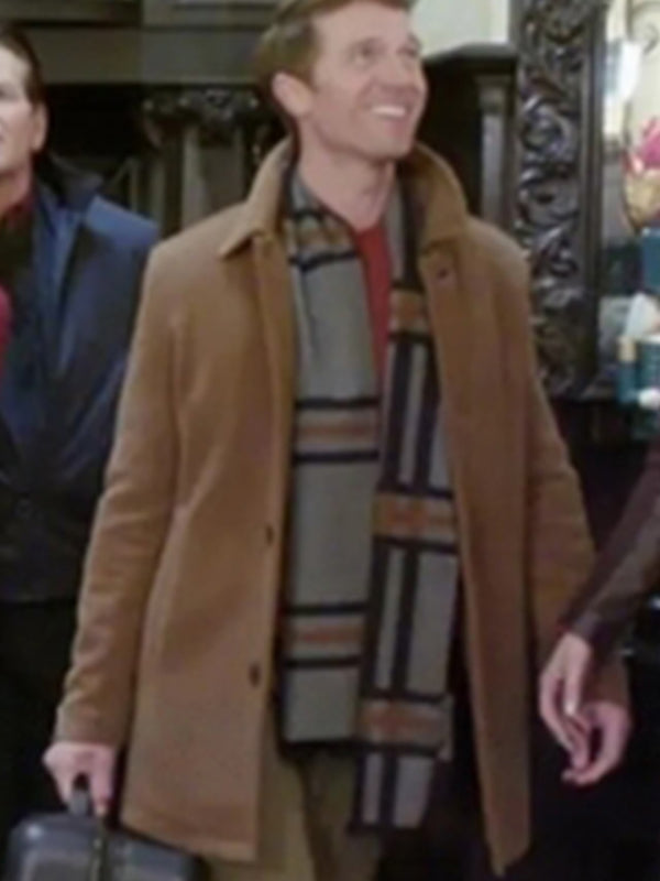 Christmas Couples Retreat Sherrod Taylor Brown Wool Coat Free Shipping Worldwide