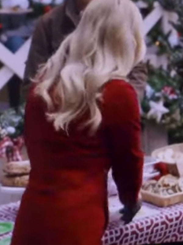 Christmas On Windmill Way Christa Taylor Brown Wool Red Coat Celebrity Outfits